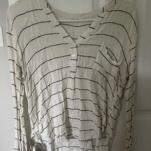 Lush Cream Ribbed Button Down Shirt